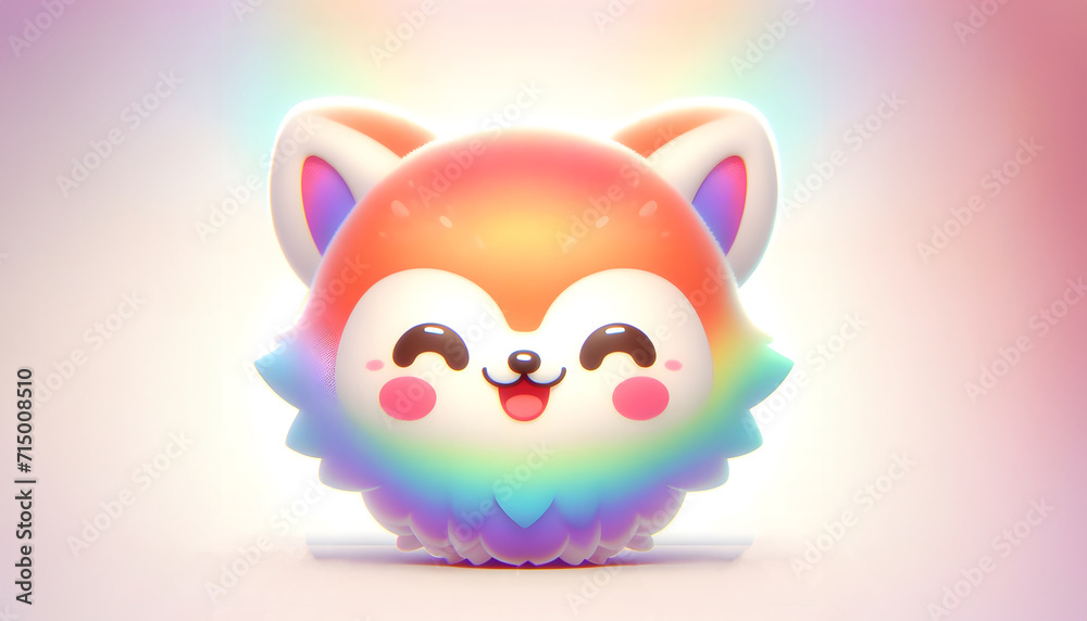 Fluffy animal, teddy bear in futuristic style, cartoon character multicolour illustration. Generative AI Fluffy animal, teddy bear in futuristic style, cartoon character multicolour illustration. Generative AI