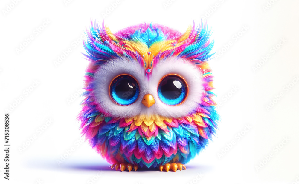 Funny animal, owl in futuristic style, cartoon character multicolour illustration. Funny animal, owl in futuristic style, cartoon character multicolour illustration.