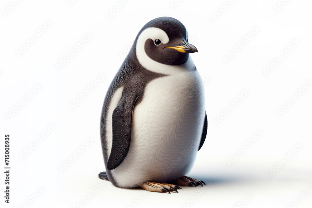 Fototapeta premium Penguin bird isolated on solid white background. ai generative
