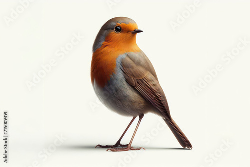 Robin bird isolated on solid white background. ai generative © Igor