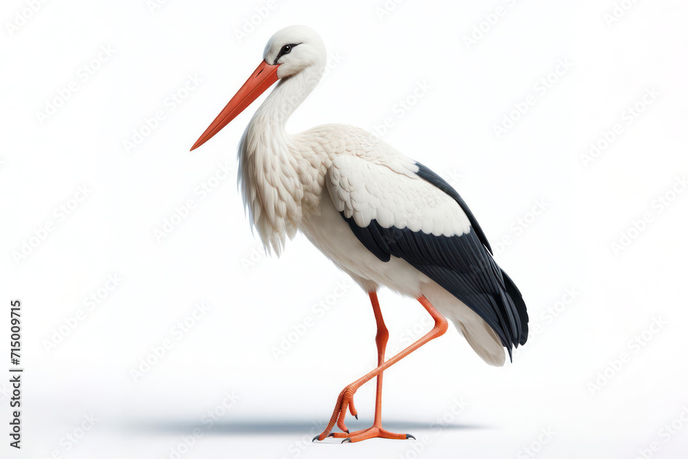 Stork bird isolated on solid white background. ai generative Stork bird isolated on solid white background. ai generative