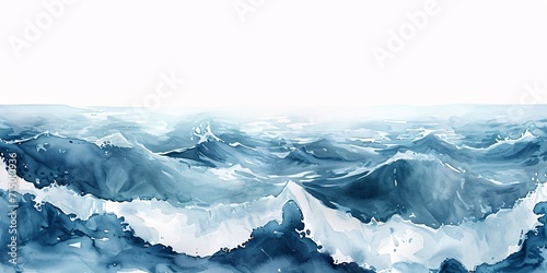 A large body of water with waves and a blue sky in the background Generative AI photo