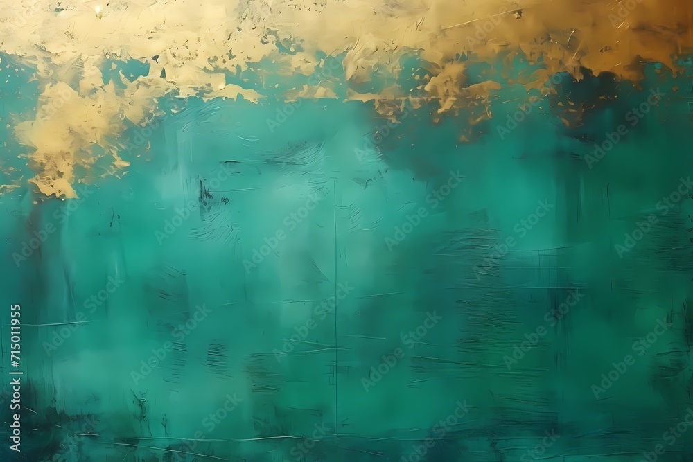 Subdued tones of emerald and gold blending softly, crafting an elegant and understated abstract background on the canvas.