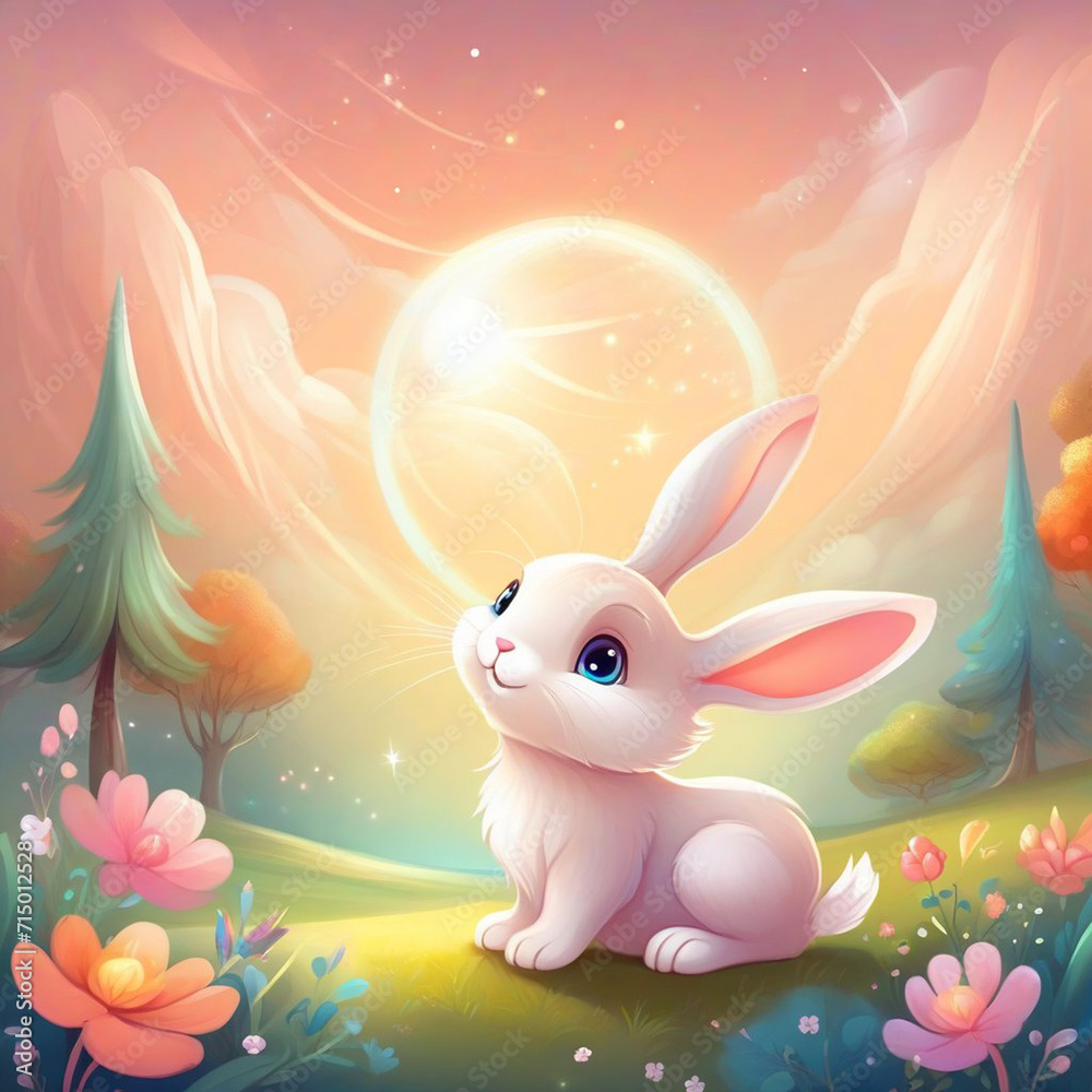 cute cartoon rabbit illustration. easter bunny. easter eggs cute cartoon rabbit illustration. easter bunny. easter eggs