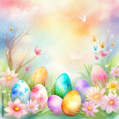 cute cartoon rabbit illustration. easter bunny. easter eggs