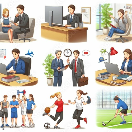 Image of a person in an everyday situation, such as working in an office or playing sports Generative Ia