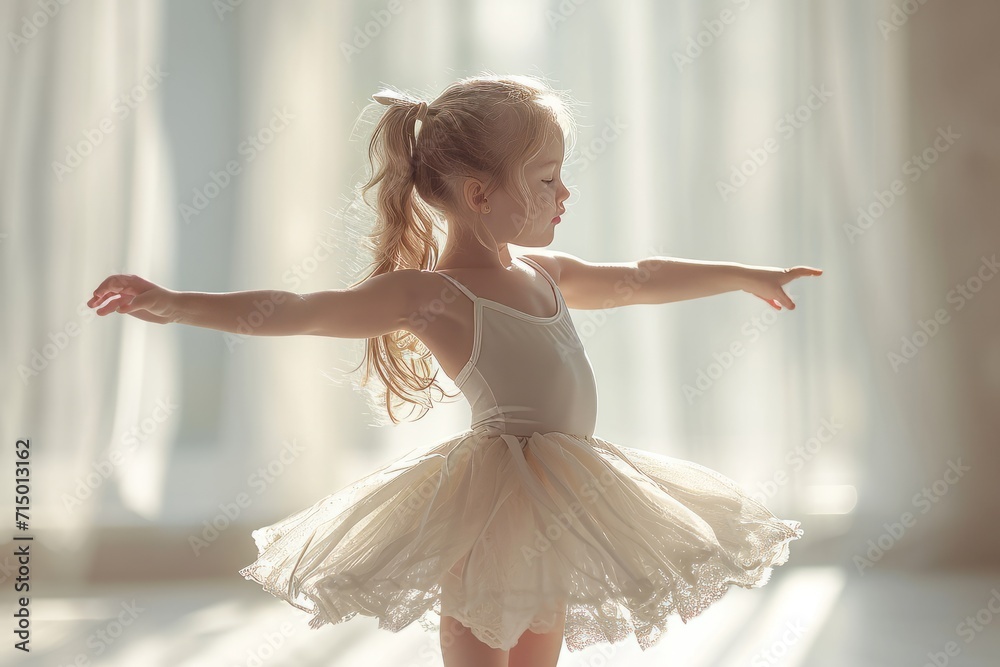 Little girl dancing ballet in a white dress Little girl dancing ballet in a white dress