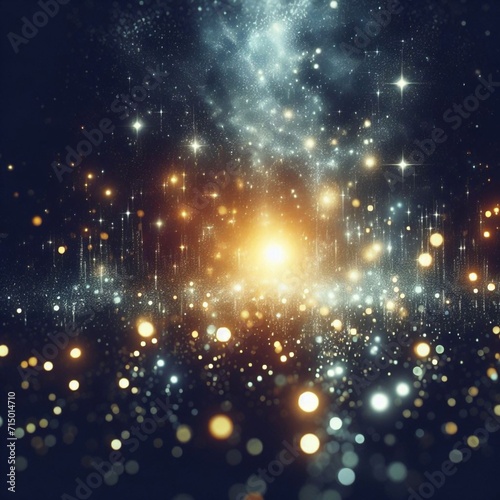 Starry Night: A Dance of Light and Shadows. A captivating display of light particles glowing against a dark backdrop, creating a sense of depth and movement