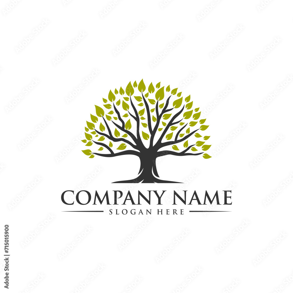 Naklejka premium Root Of The Tree logo illustration. Vector silhouette
