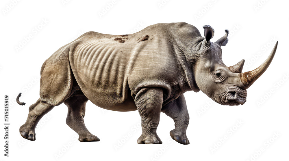 A rhino, isolated, white background A rhino, isolated, white background