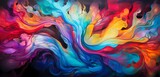 Swirls of liquid in a mesmerizing dance of vivid colors, forming an abstract masterpiece that captures the essence of fluid flow