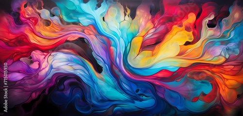 Swirls of liquid in a mesmerizing dance of vivid colors, forming an abstract masterpiece that captures the essence of fluid flow