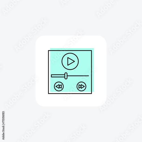 Video Player color shadow line icon , vector, pixel perfect, illustrator file