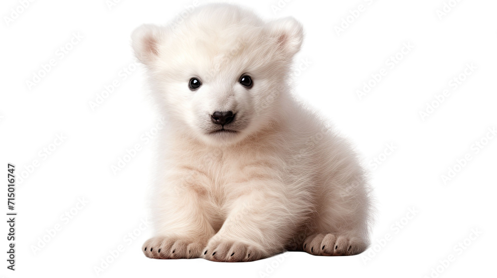 Cute little polar bear cub isolated on white transparent Cute little polar bear cub isolated on white transparent