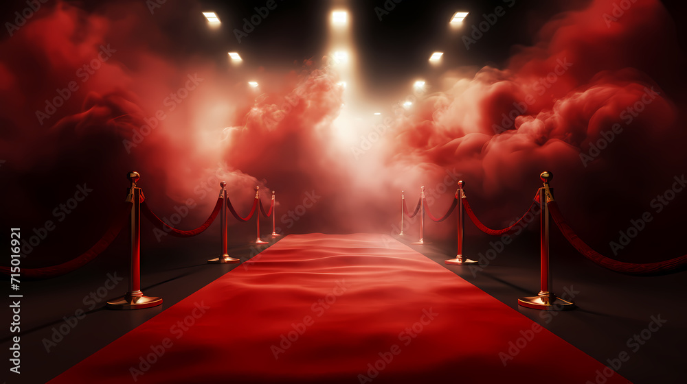 Red carpet staircase background, VIP entrance, night award ceremony Red carpet staircase background, VIP entrance, night award ceremony