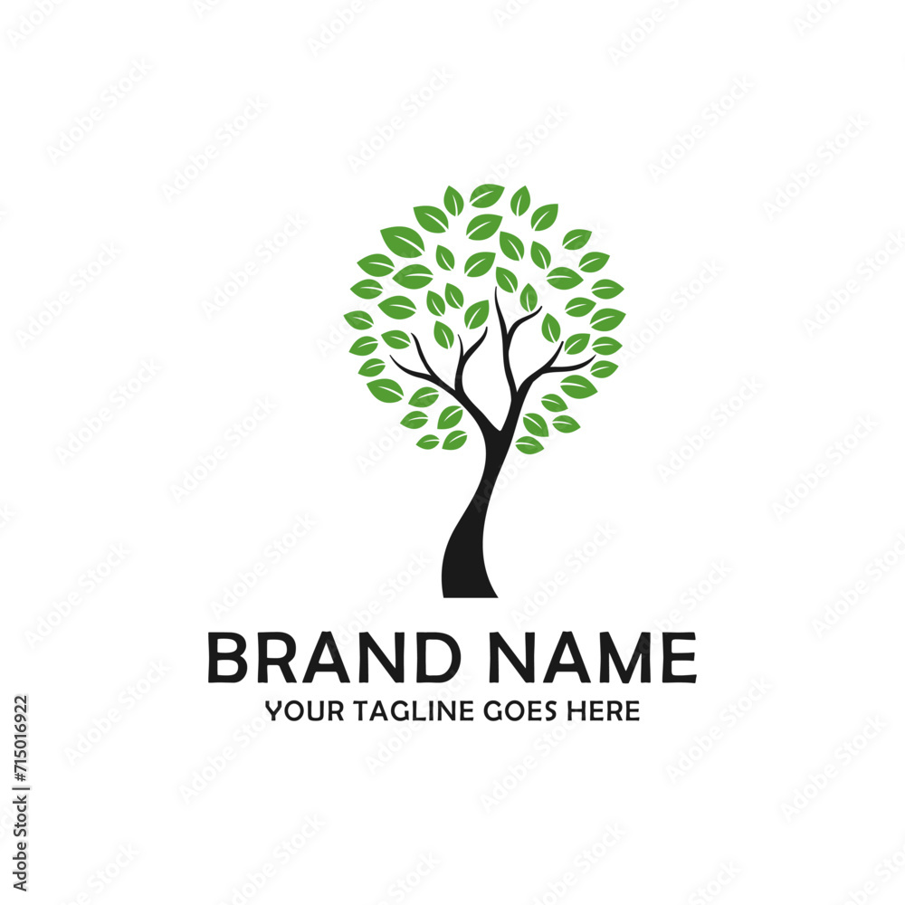 Abstract vibrant tree logo design, root vector