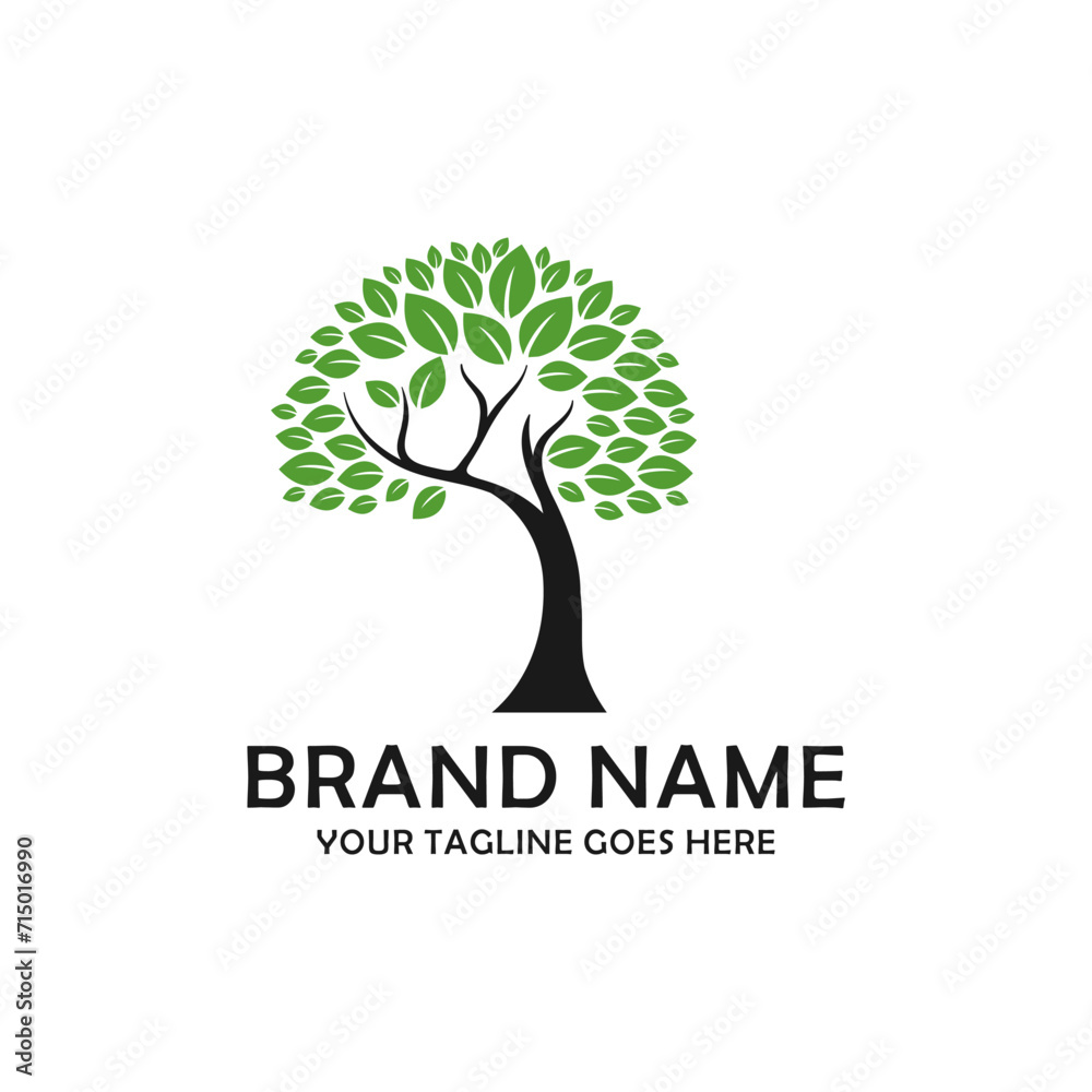 Obraz premium Abstract vibrant tree logo design, root vector