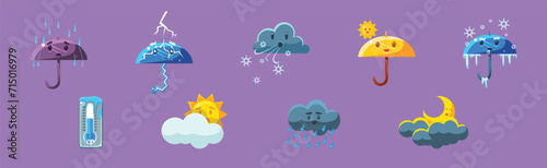 Childish Weather and Meteorology Character Element Vector Set