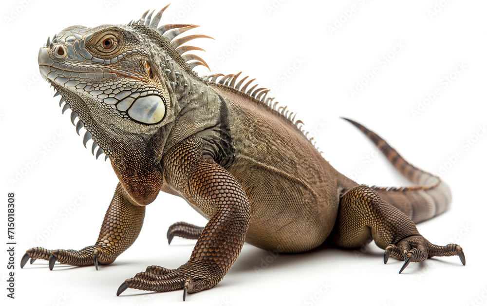 Fototapeta premium Iguana isolated on white background. Generative AI