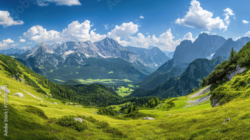 An expansive panorama showcasing the stunning beauty of the Alpine region © Veniamin Kraskov