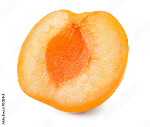 half of apricot fruit isolated on white background. clipping path
