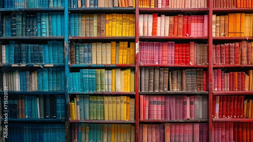 A bookshelf filled with colorful books, each representing a source of inspiration and optimism. [Colorful bookshelf of inspiration