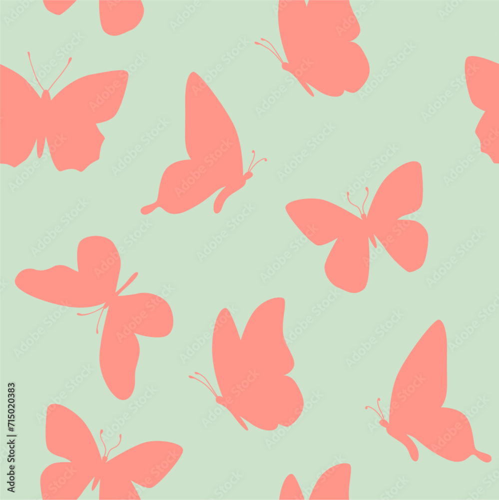 seamless butterfly silhouette pattern vector