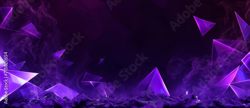 Fototapeta Naklejka Na Ścianę i Meble -  Floating purple shards in a smoky abstract setting.