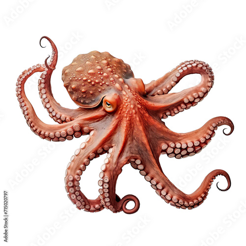 Krake, Octopoda, Octopus, freigestellt vor transparentem Hintergrund, Generative AI