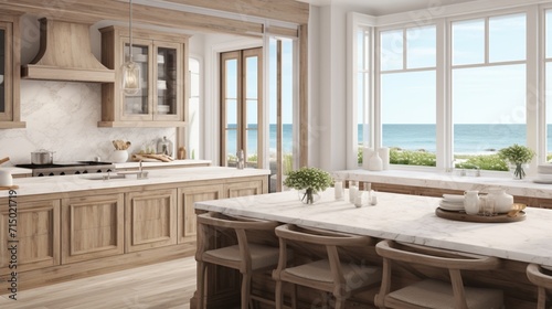 Inviting Coastal Style Kitchen with Rustic Weathered Wood Accents - AI-Generative © Being Imaginative