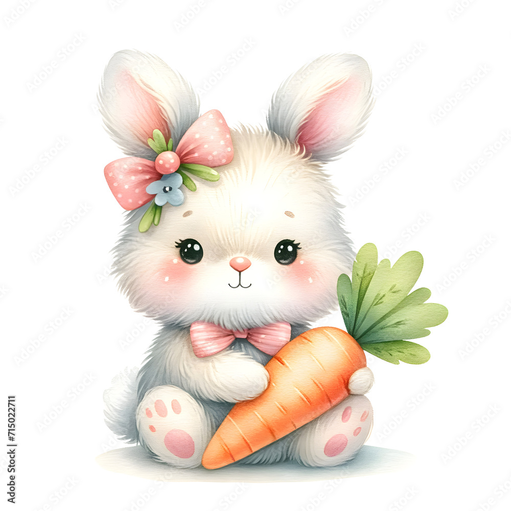 Fototapeta premium Watercolor Easter bunny 