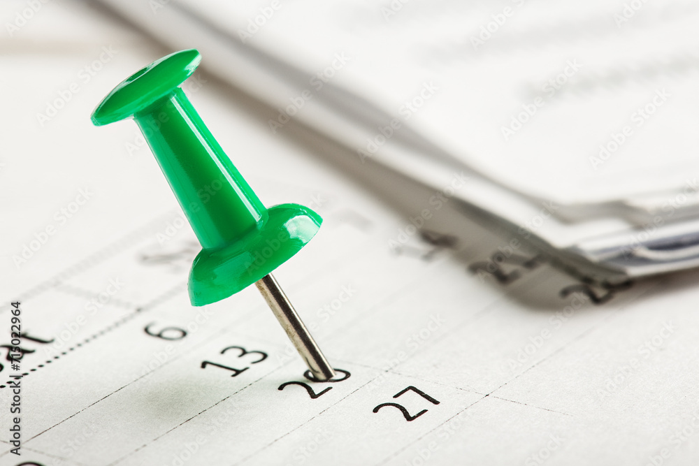 Important date and calendar appointment. pin on calendar. Important date and calendar appointment. pin on calendar.