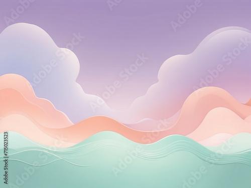 Abstract Ethereal Light Spectrum Wave Pattern Background with Soft Pastel Hues and Subtle Gradient Transitions, Generative AI.