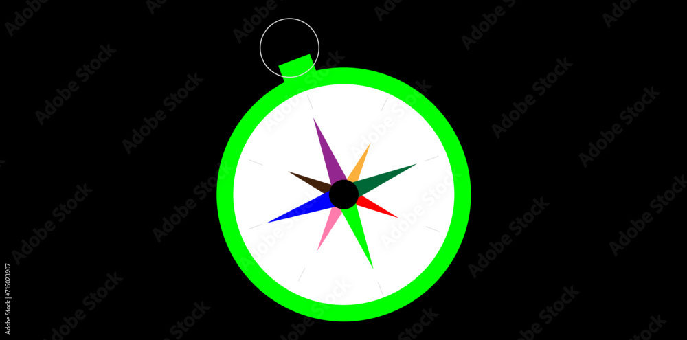 Illustration Of Doodle Compass On Black Background, Multifunctional Night Compass Use For Motoring, Boating, Camping, Mountaineering, Exploring World. Illustration Of Doodle Compass On Black Background, Multifunctional Night Compass Use For Motoring, Boating, Camping, Mountaineering, Exploring World.