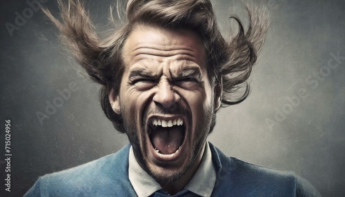 Angry Man - Overloaded by Emotions - Furiously Screaming and Frustrated © Eggy