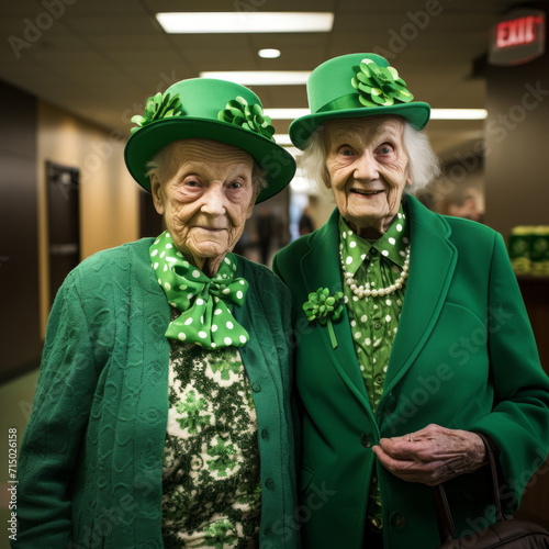 two senior ladies celebrating Patrick's day