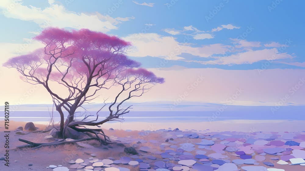 Tranquil pastel blues and soft lavender intermingle, crafting a serene and visually pleasing HD scene