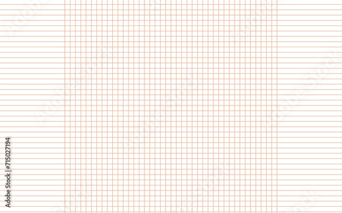 Graph paper. Printable squared grid paper with color horizontal lines. Geometric background for school, textures, notebook, diary. Realistic lined paper blank size reversal A5