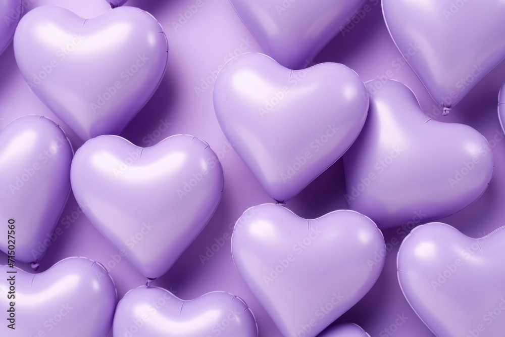 Valentine's Day concept. lilac foil balloons in the shape of a heart. love. festive background, backdrop. a greeting card.