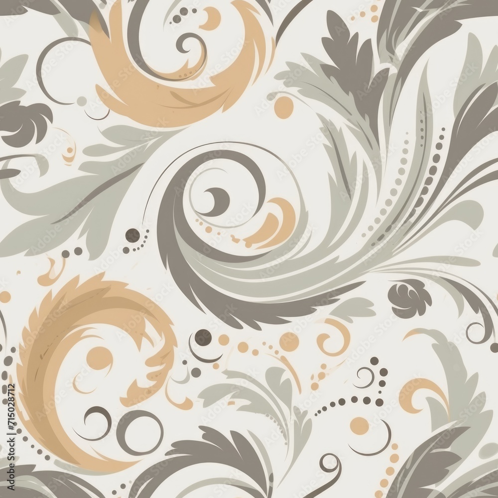 seamless pattern with smooth curls, gold, beige colors