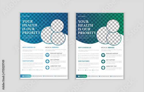 Dental and Corporate healthcare and medical flyer or poster design layout template	