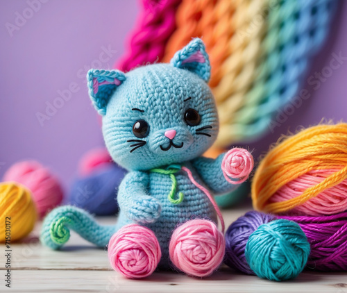 Rainbow knitted kitten © Brandon