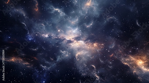 Extra terrestrial canopy embellished with a multitude of space elements, forming a cascade of reaction of space dust that grace the galaxy. Hand edited generative AI. photo