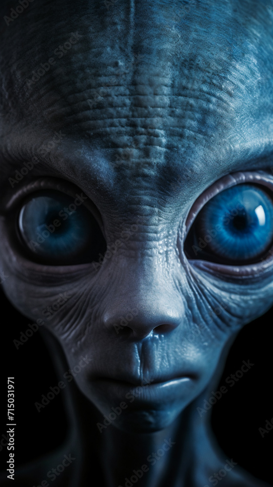Closeup of a Fearful Alien Face