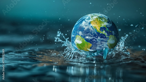 Earth in water splash