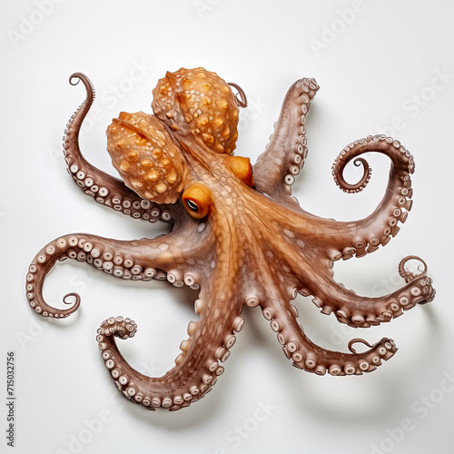 Krake  Octopoda  Octopus  freigestellt vor neutralem Hintergrund  Generative AI