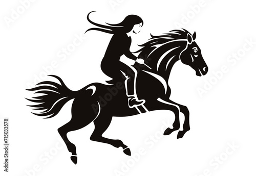 Girl horse rider, silhouette