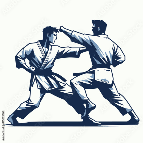silhouette of a karate sparring 