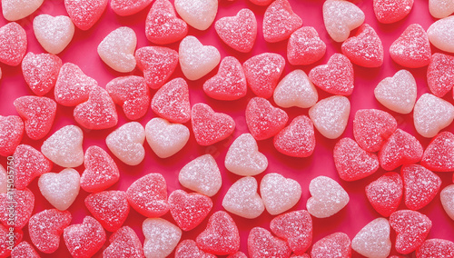 Candy Heart Shaped Sugar Coated Gummies Background Pattern