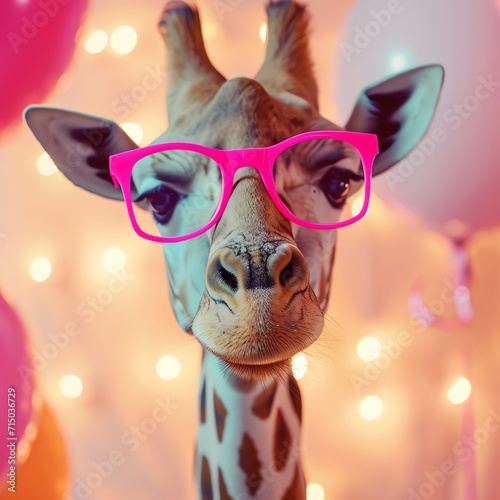 giraffe at the party, AI generated